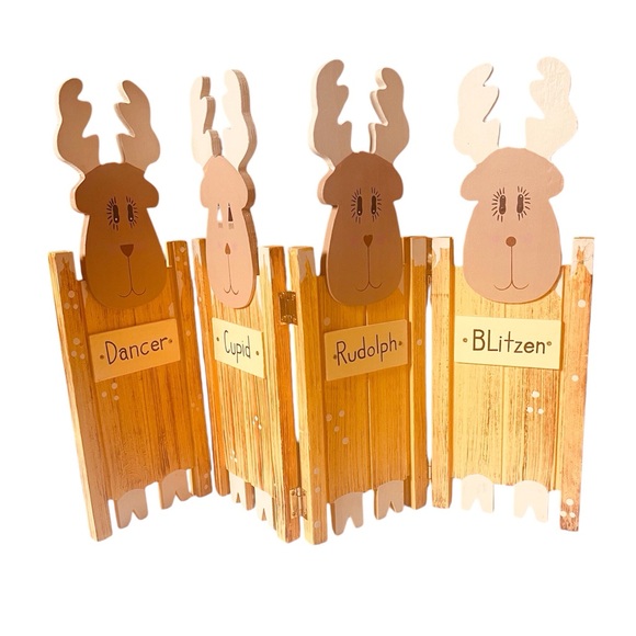 Handcrafted Reindeer Wood Decoration Accordion Stand - Picture 2 of 3